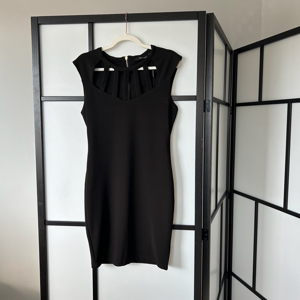 [M] NWT The Kardashian Collection Y2K Classic Black Cocktail Dress Neck Cutout
